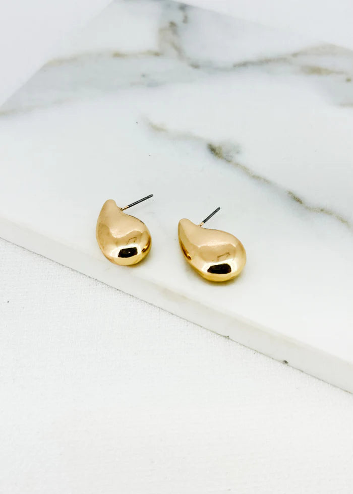 Gold Chunky Teardrop Earrings - Gold