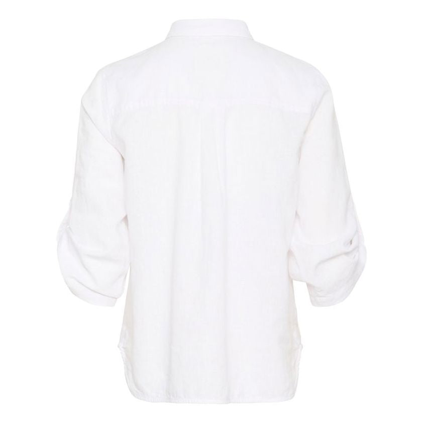 Cindie Button Up Linen Shirt - White