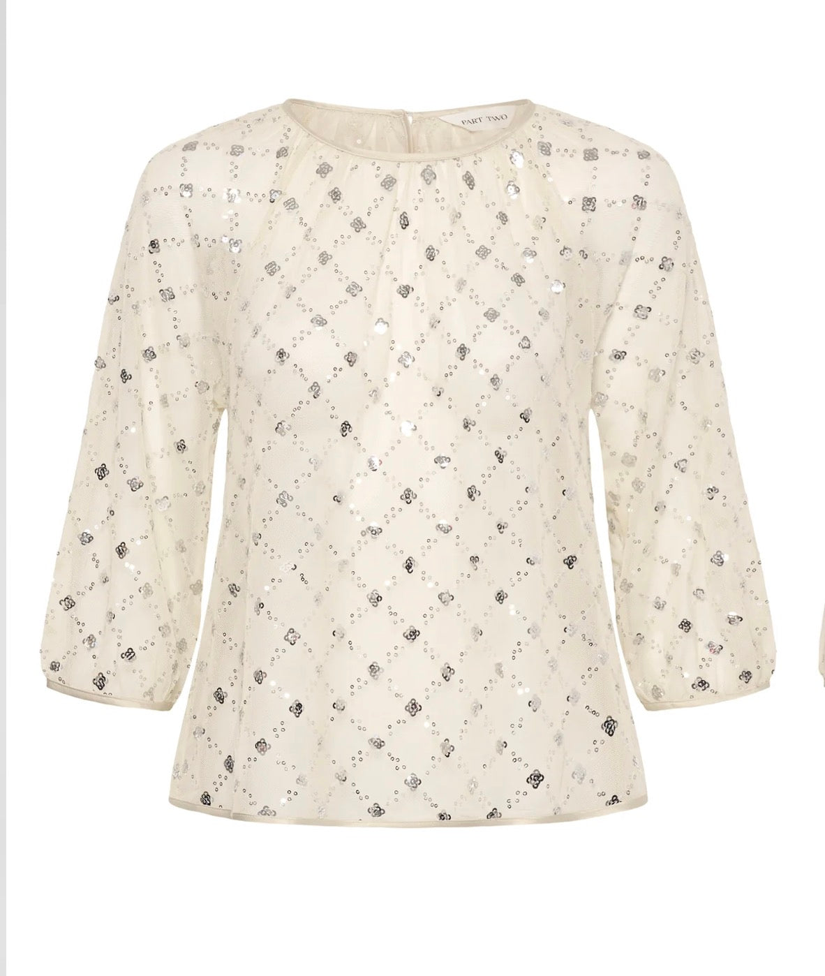 Dimka Sheer Sequin Blouse - Cream