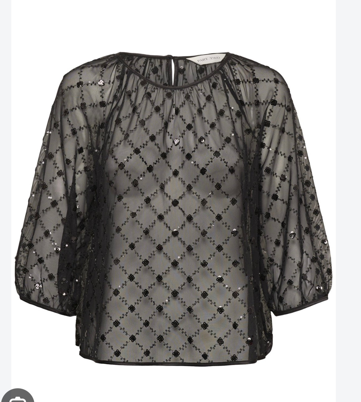 Dimka Sheer Sequin Blouse - Black