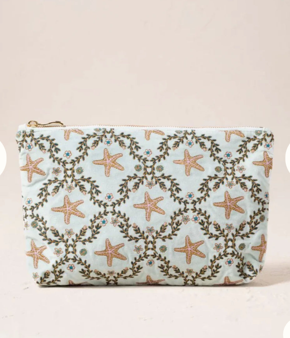 Starfish Garden Velvet Everyday Pouch