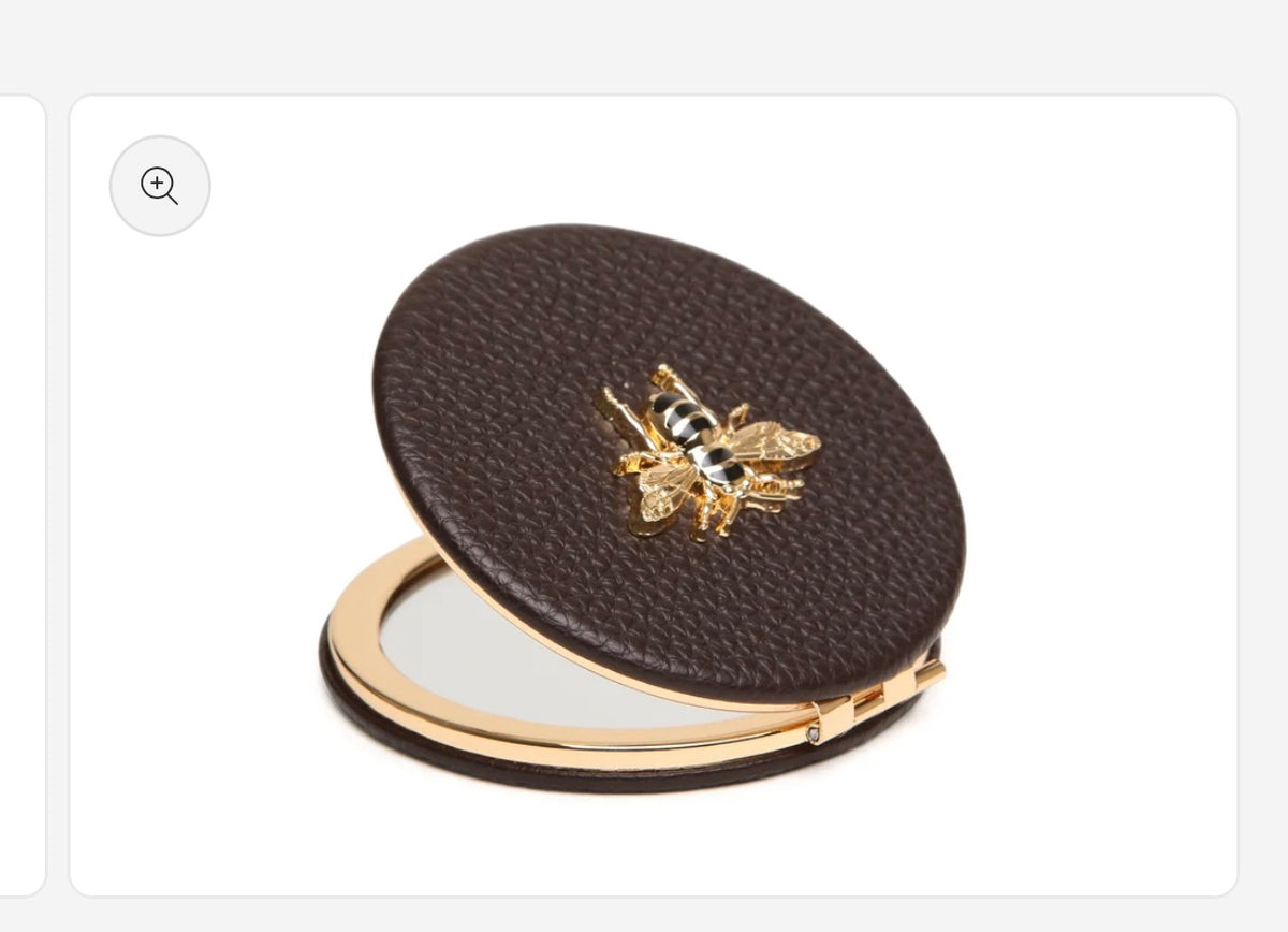 Round Mirror Compact - Brown