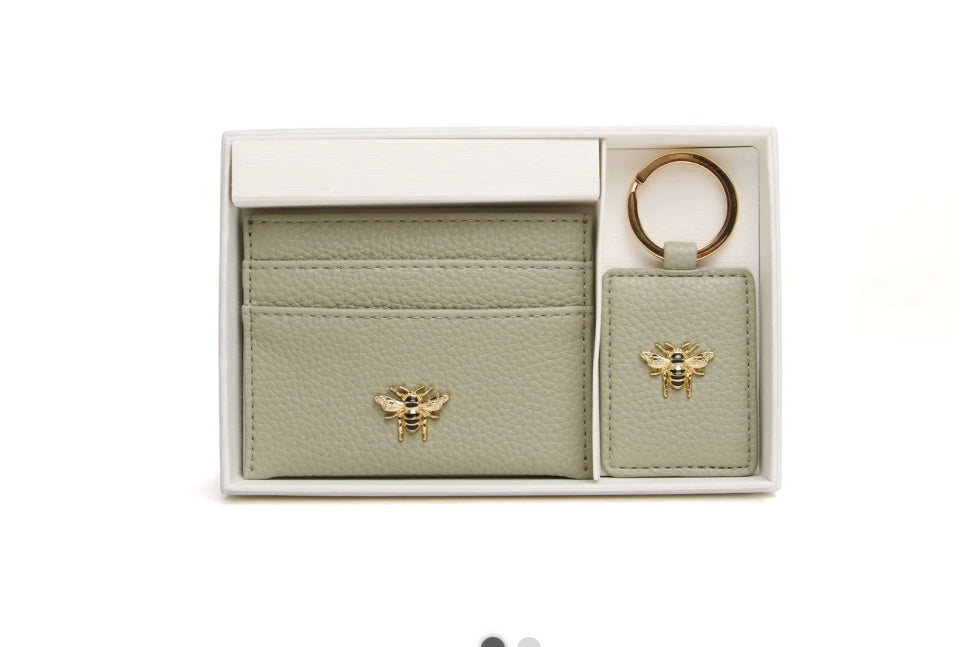 Pistachio Bow Card Holder & Key Ring Gift set