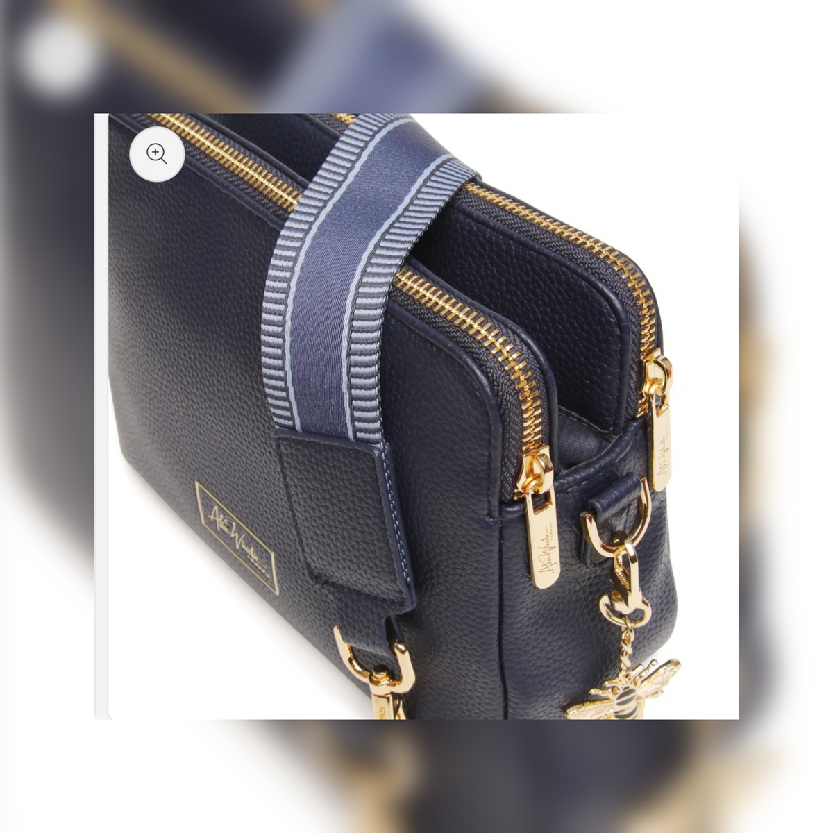 Dual Double Zip Bag - Navy Blue