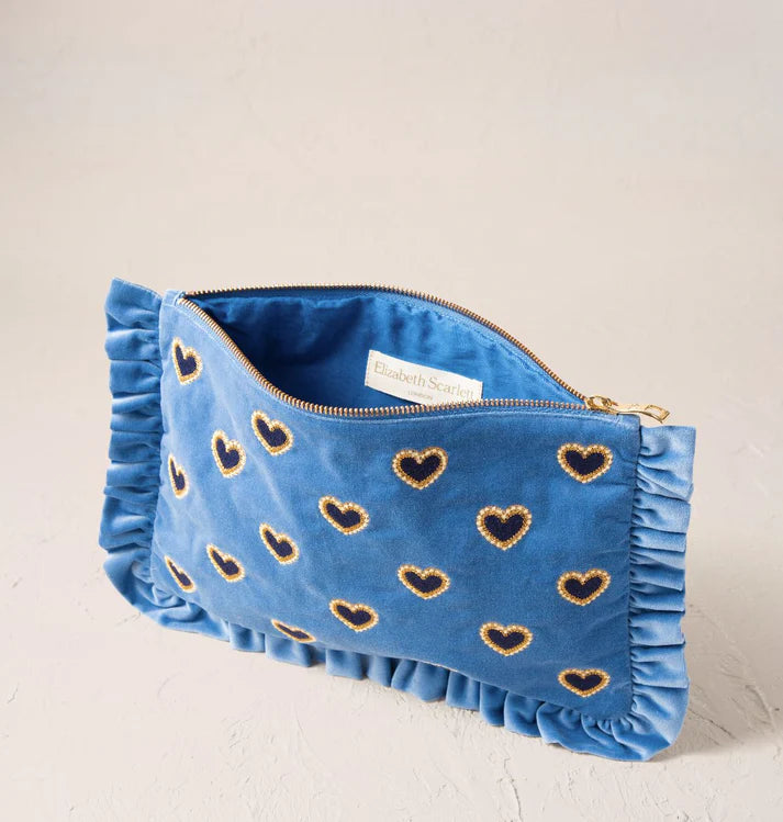 Love Hearts Frill Pouch - Cornflower Blue