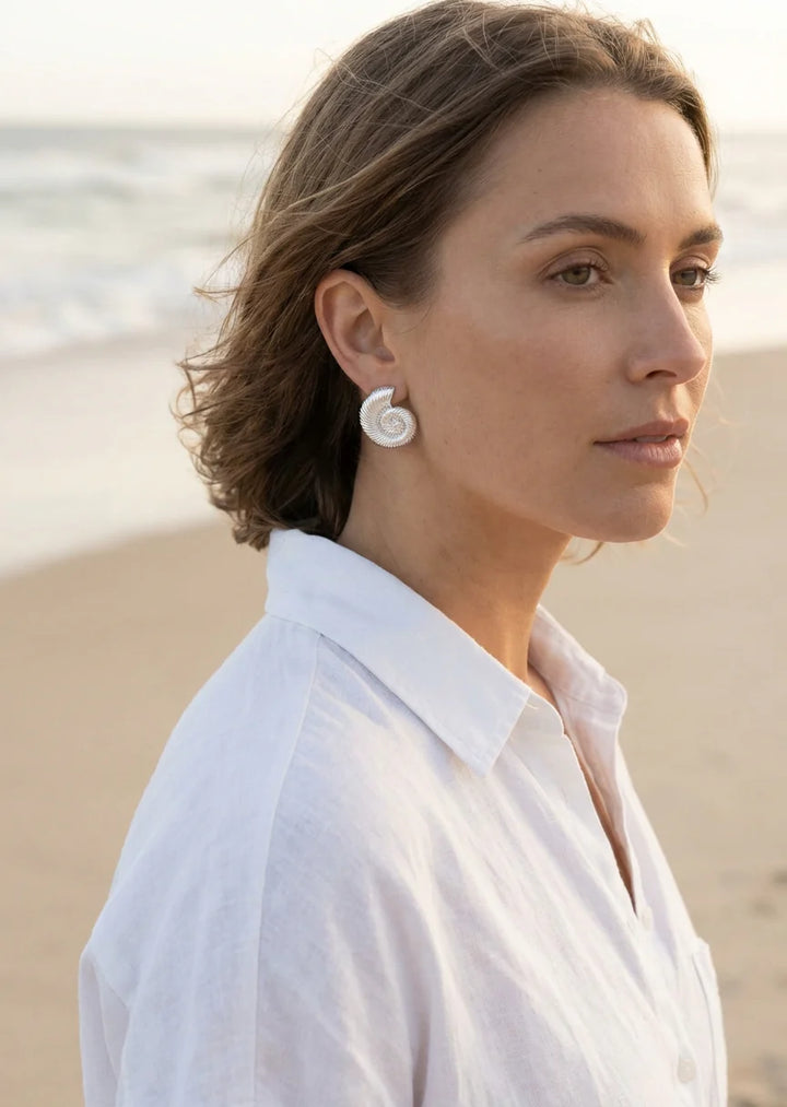 Silver & Crystal Fossil Earrings