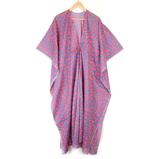 Blue & Pink Camo Print Cotton Kaftan