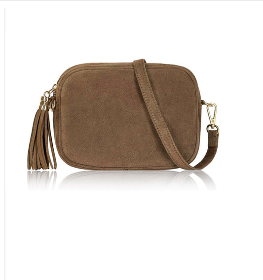 Suede Tassel Camera Bag - Dark Taupe
