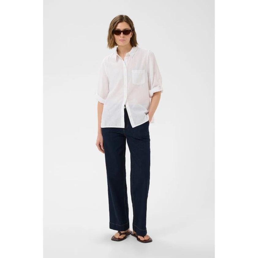 Cindie Button Up Linen Shirt - White
