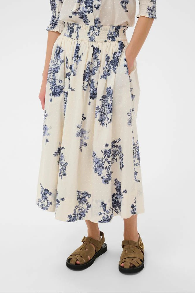 Amaia Flower Print Skirt - Blue