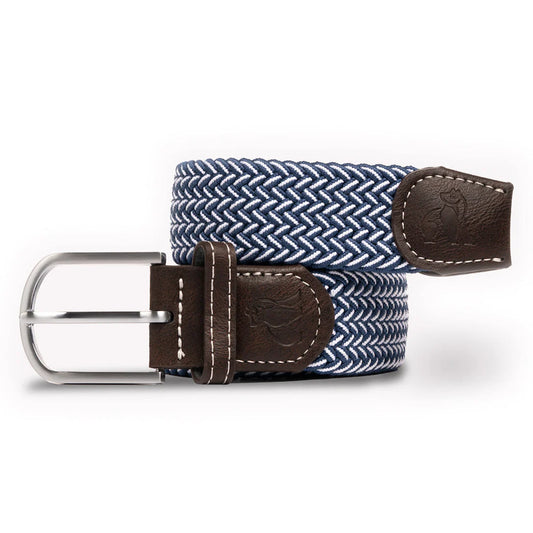 Recycled Woven Belt - Navy Chevron