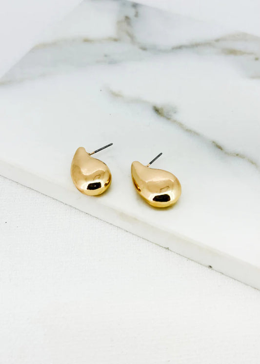 Gold Chunky Teardrop  Earrings - Gold