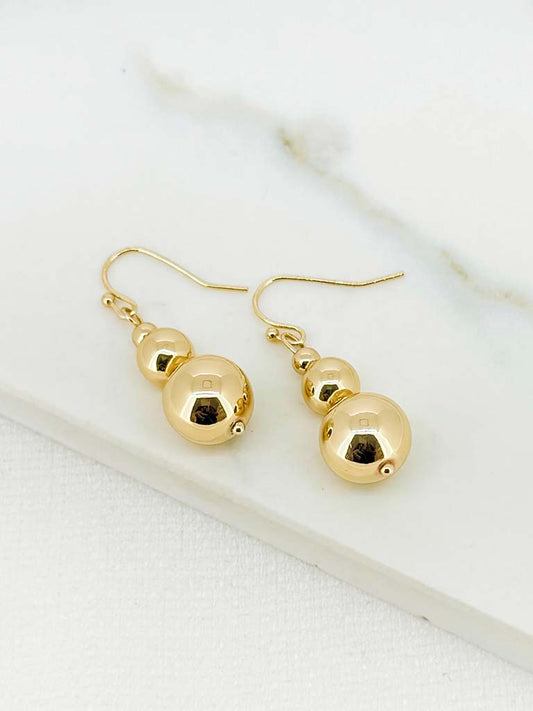 Bead Drop Earrings - Gold