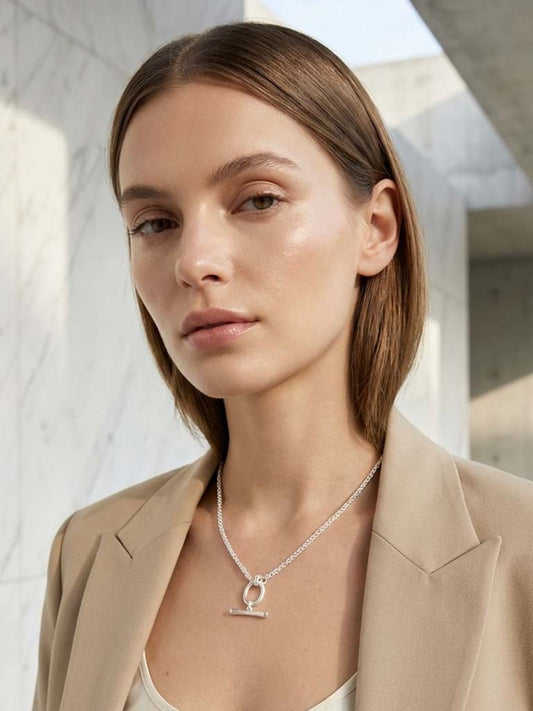 T-Bar Ring Necklace - Silver