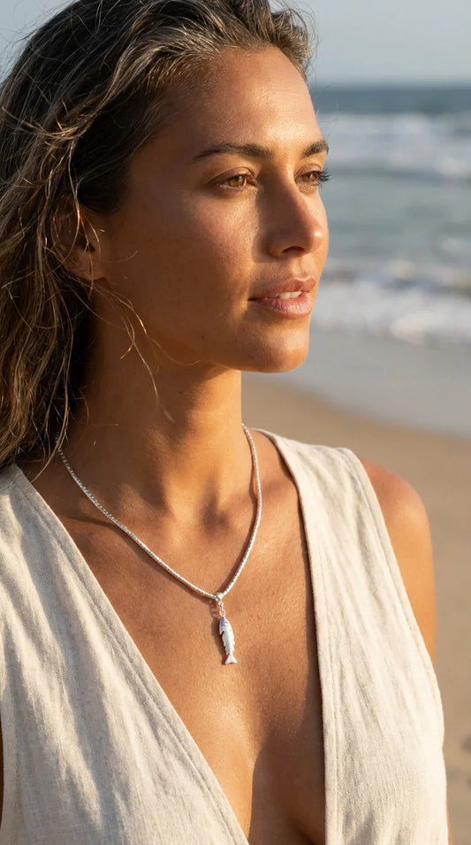 Fish Charm Pendant Silver