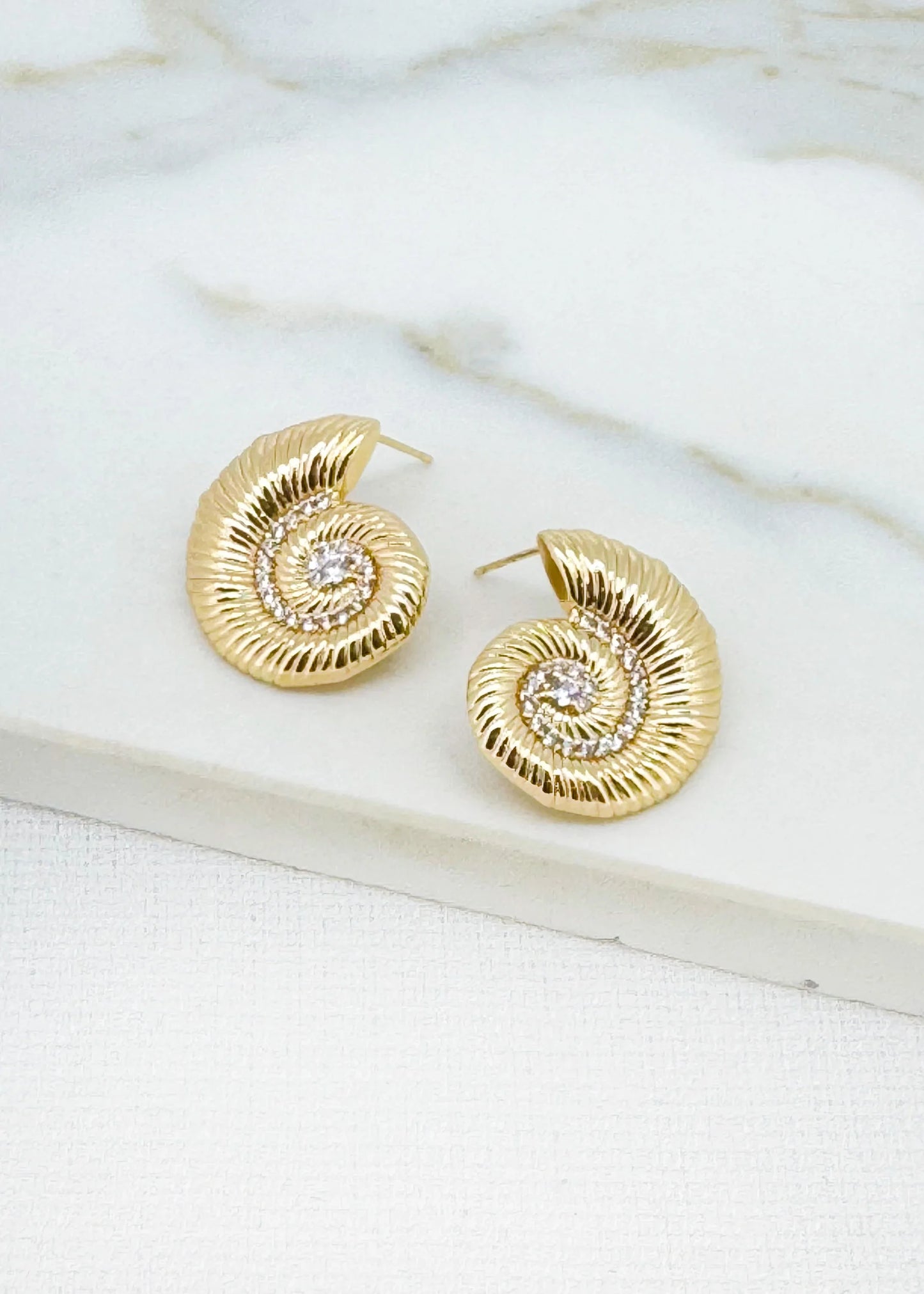 Gold & Crystal Fossil Earrings
