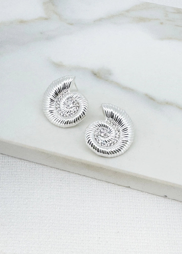 Silver & Crystal Fossil Earrings