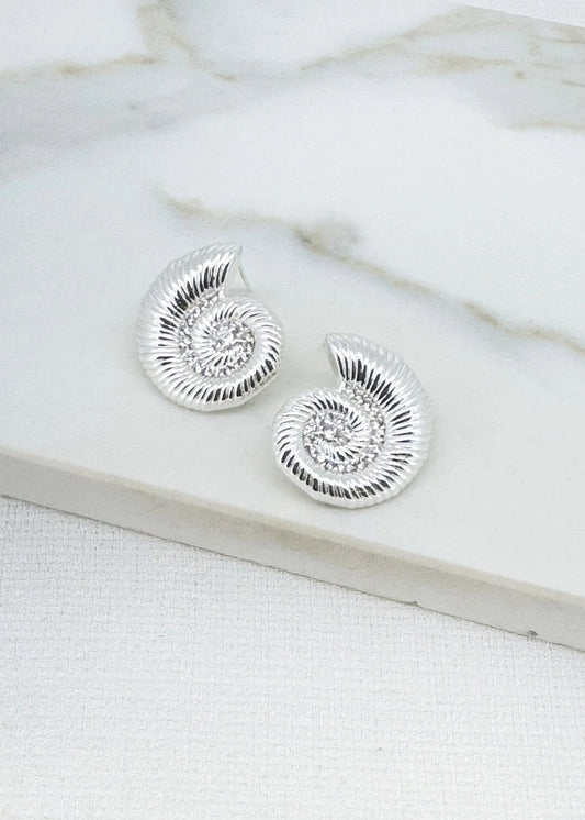 Silver & Crystal Fossil Earrings