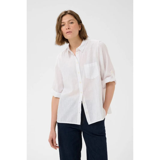 Cindie Button Up Linen Shirt - White