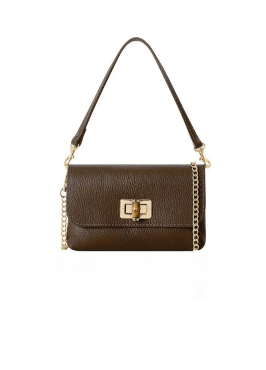 Small Leather Clutch Bag - Brown