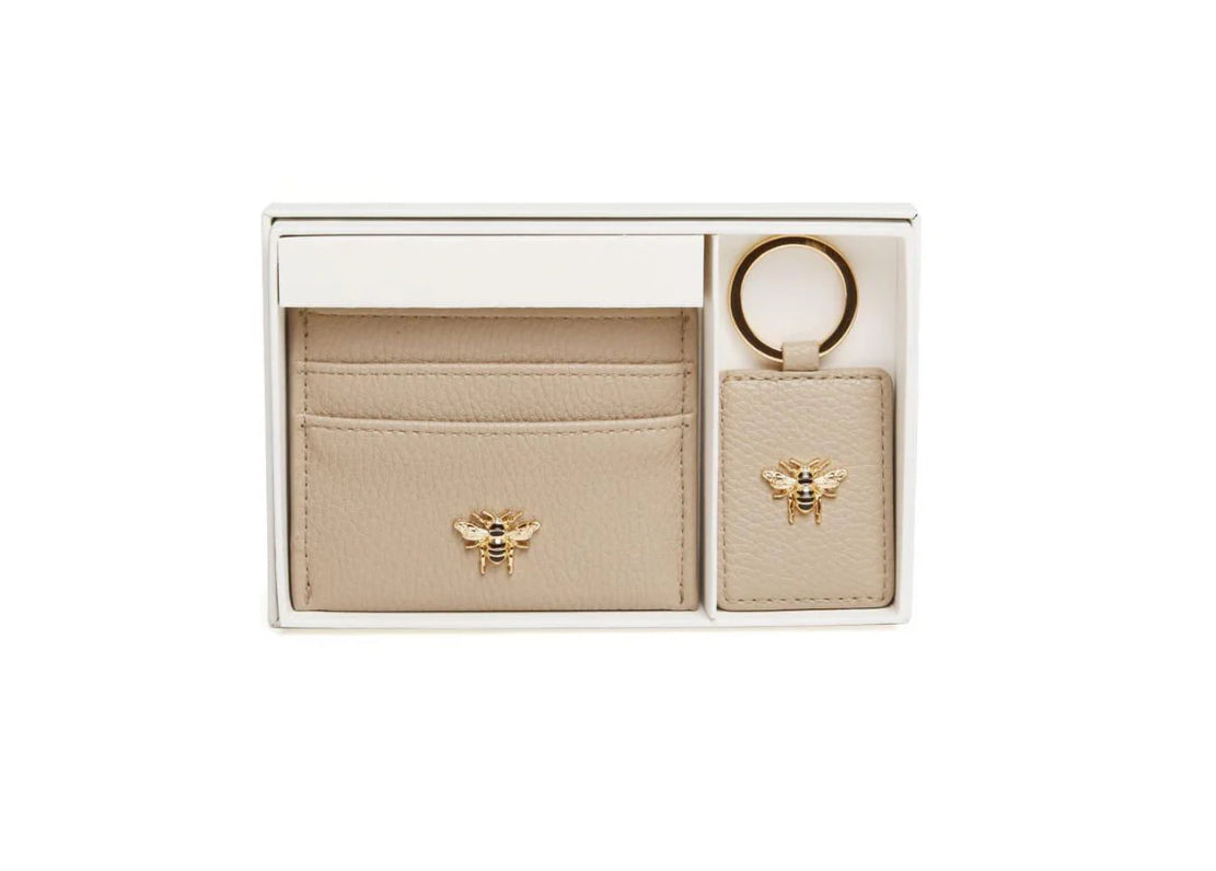 Stone Bow Card Holder & Key Ring Gift set