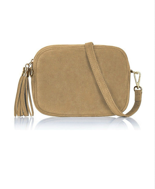 Suede Tassel Camera Bag - Light Taupe