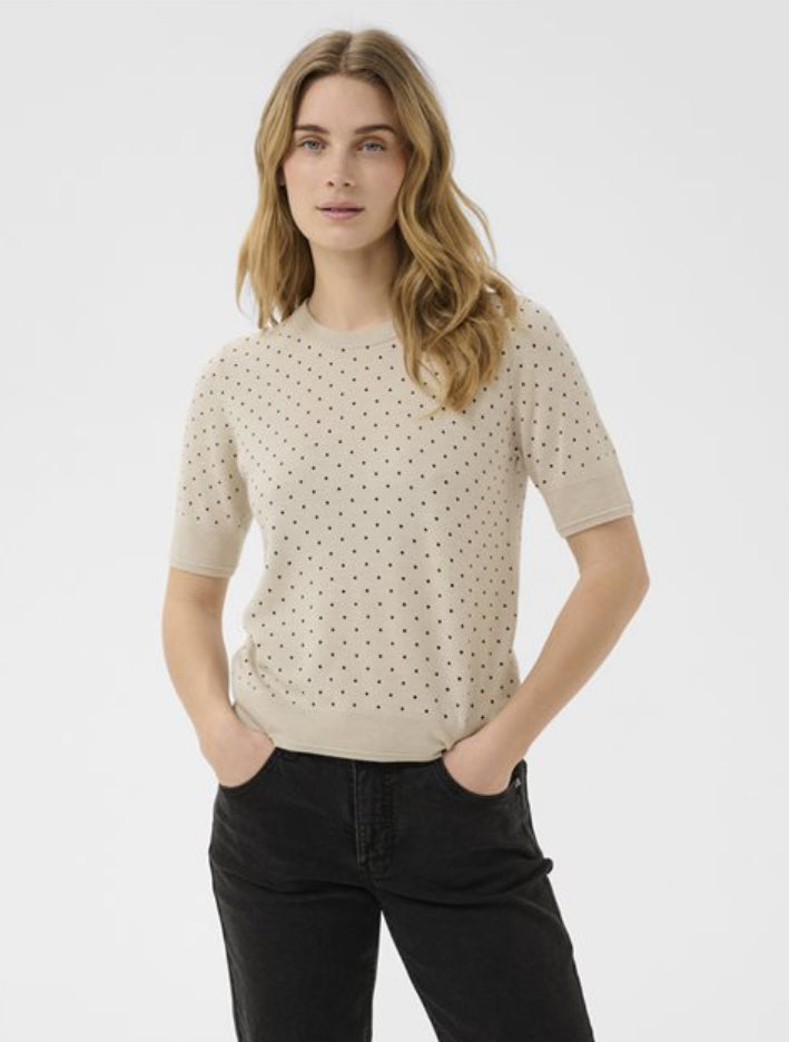 Natanya Wool Jumper - Beige Dot