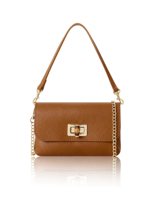 Small Leather Clutch Bag - Tan