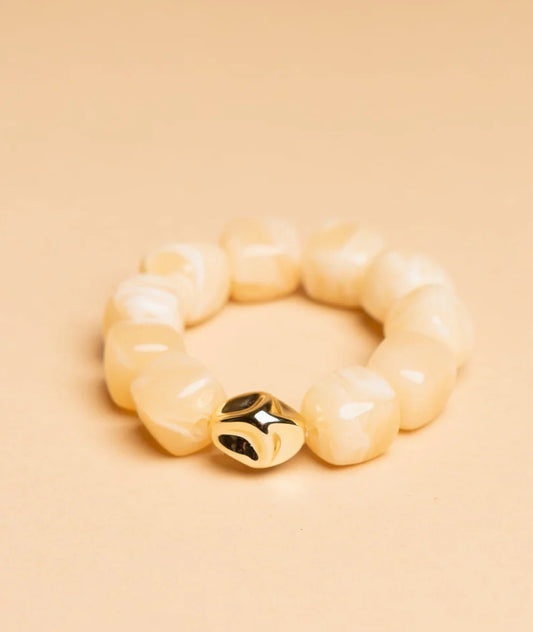 Cream Marbled Resin Bracelet