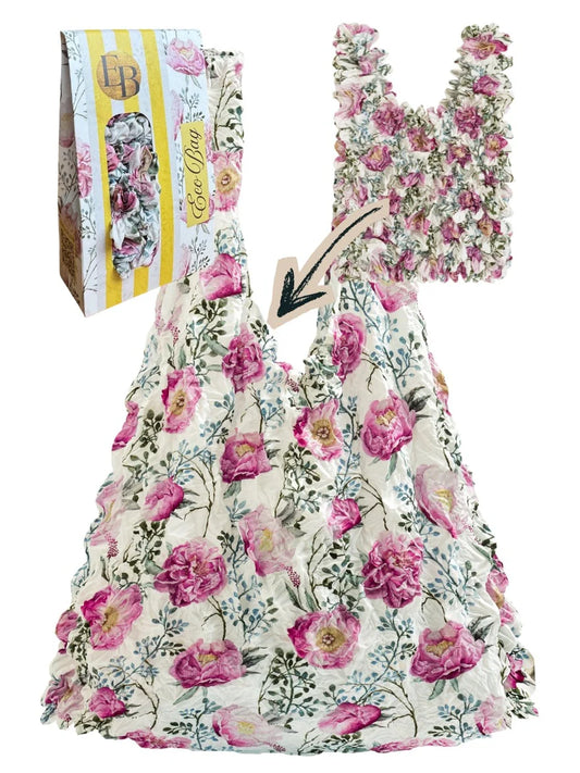Tote Bag Duck Egg Blue & Rose Sustainable Stretchy Eco Shopper