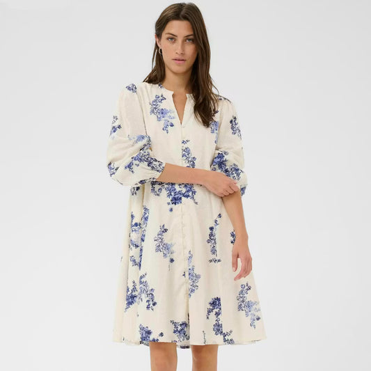Avira Blue Shadow Flower Print Dress