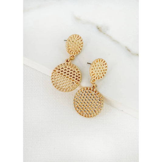 Gold Textured Double Circle Earrings