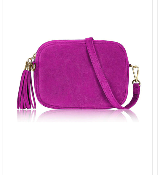 Suede Tassel Camera Bag - Fuchsia Pink