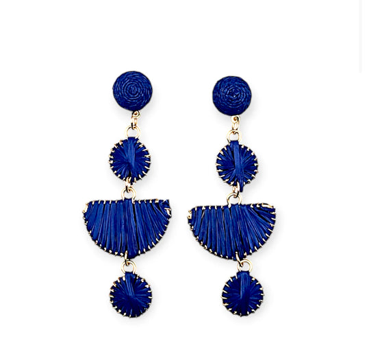 Lapis Blue Half Moon & Circle Drop Earrings