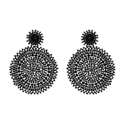 Black & Hematite Beaded Circle Drop Earrings