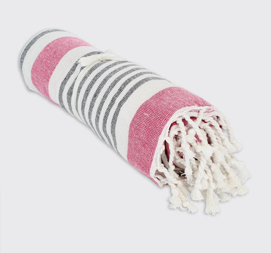 Hammam Terry Towel  - Pink / Grey
