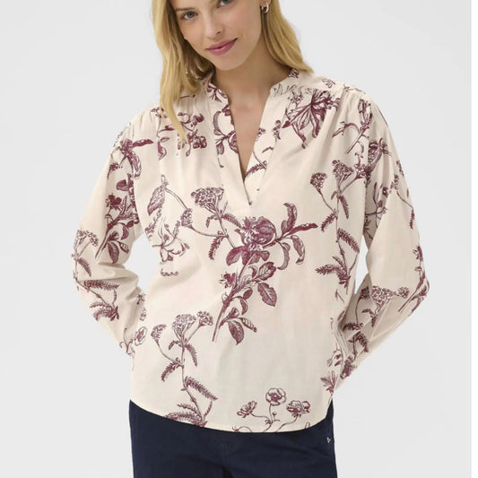 Natale  Blouse Botanical Print -Tawny Port