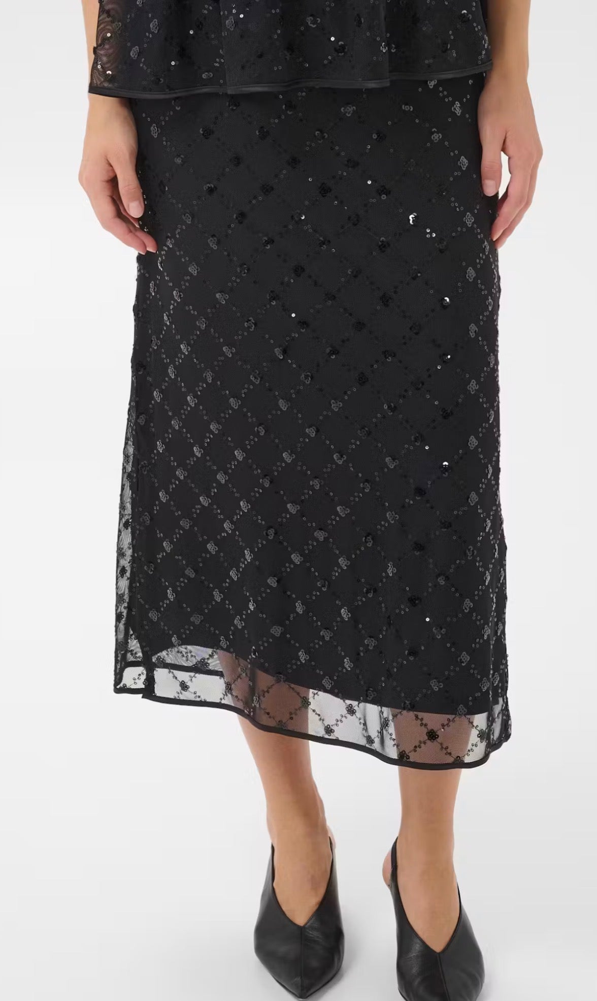 Vivika Sequin Skirt - Black