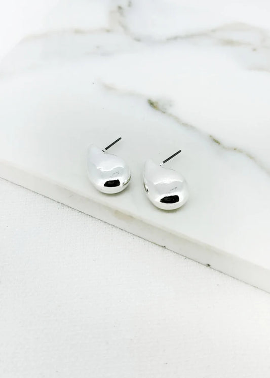 Silver Chunky Teardrop  Earrings