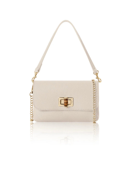 Small Leather Clutch Bag - Cream