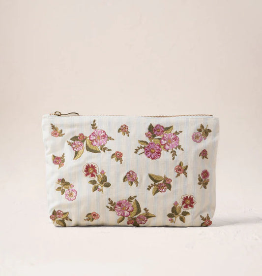 Floral Bouquet Stripe Printed Everyday Pouch