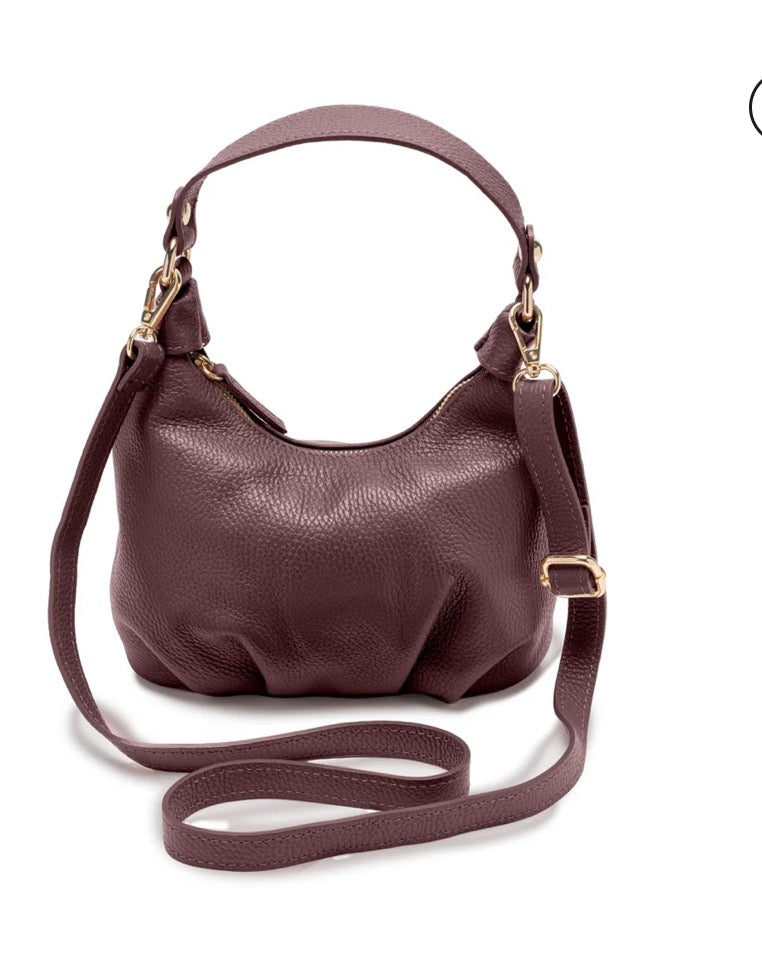 Leather Dumpling Bag - Burgundy