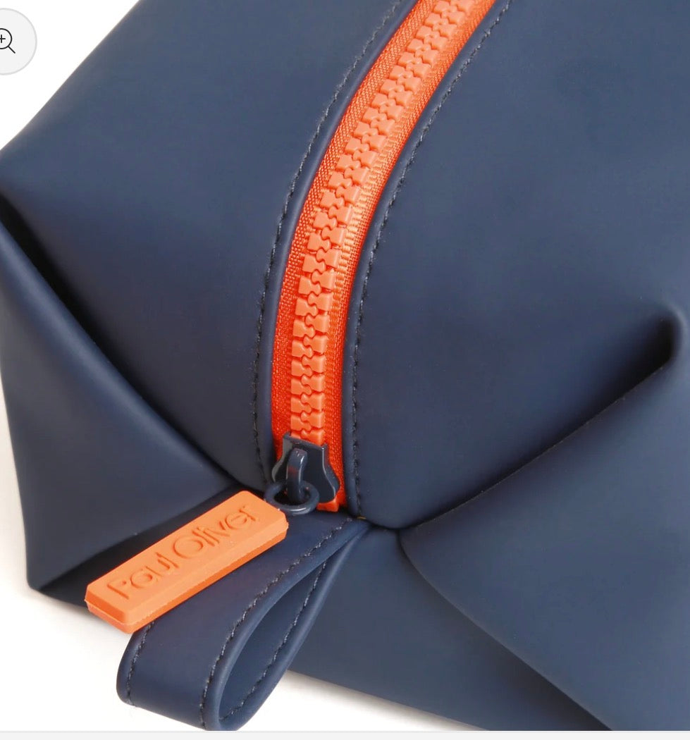 Mens Luxury Soft Touch Zip Wash Bag Navy Blue