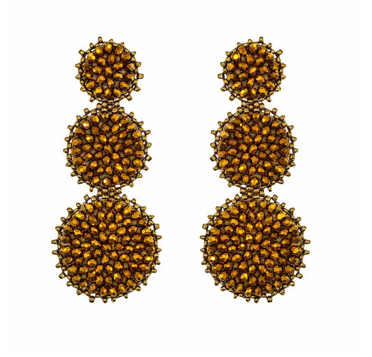 Triple Circle Drop Earrings - Bronze
