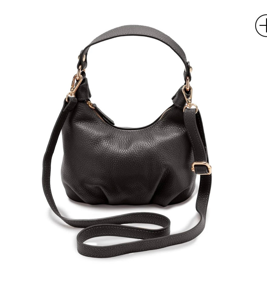 Leather Dumpling Bag - Black