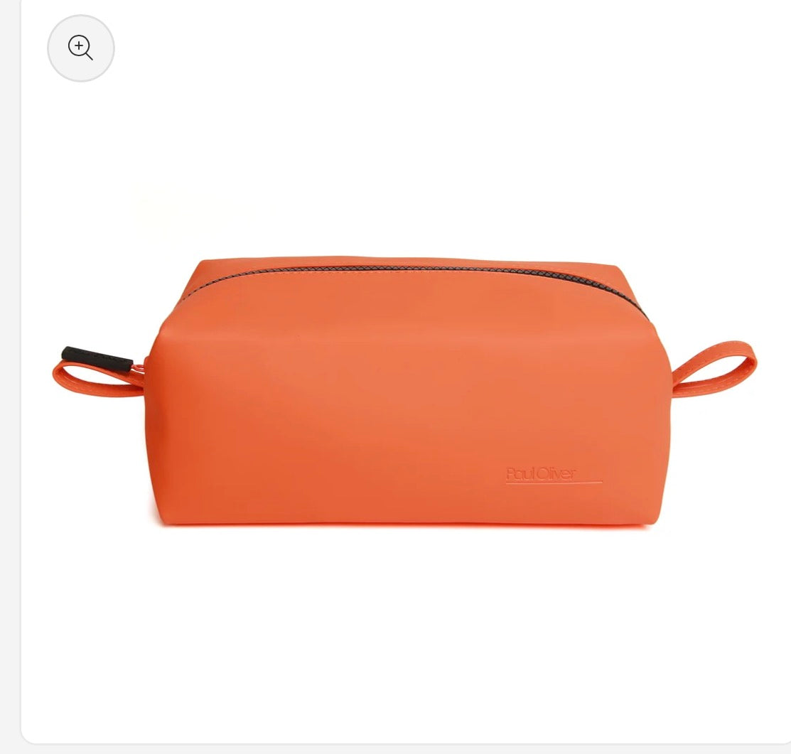 Mens Luxury Soft Touch Zip Wash Bag Orange