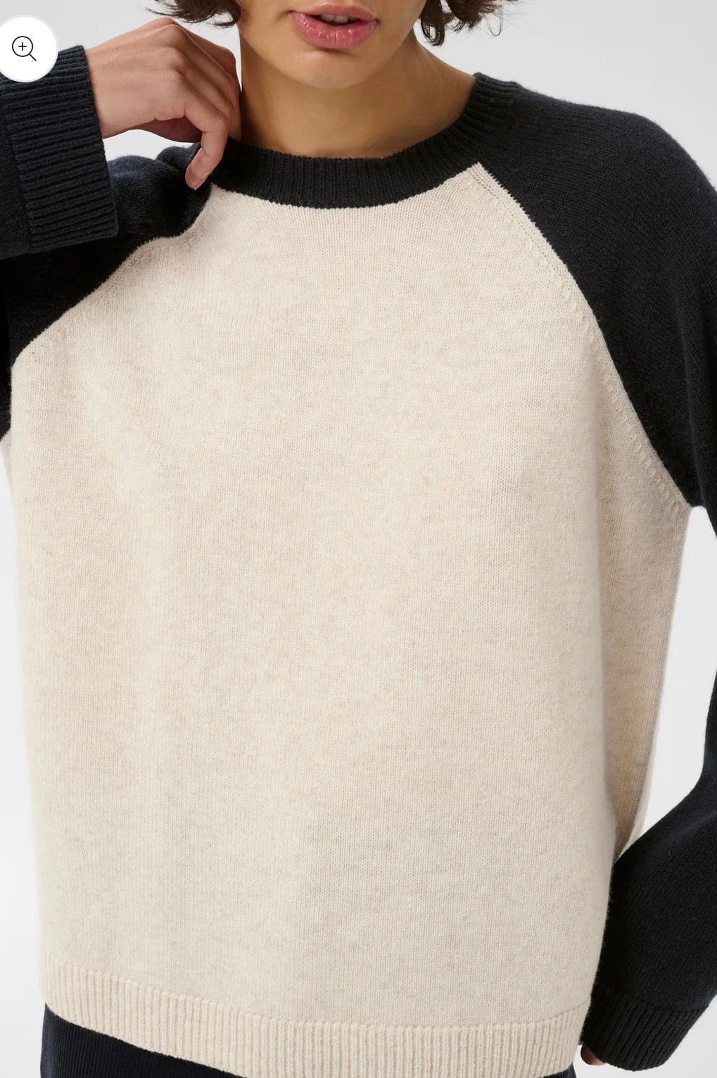 Cleo Pullover - Oatmeal / Navy Colorblock