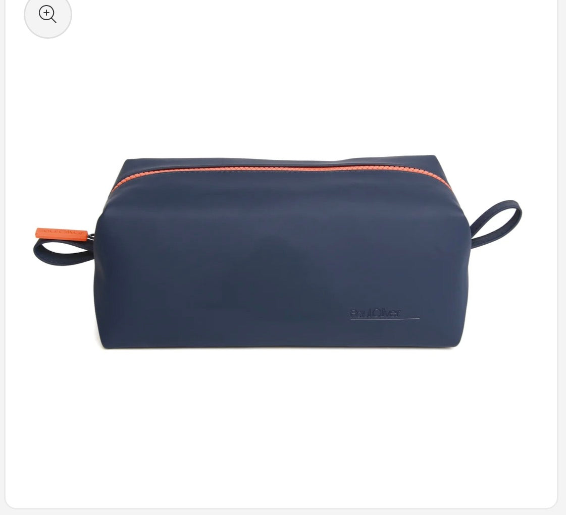 Mens Luxury Soft Touch Zip Wash Bag Navy Blue