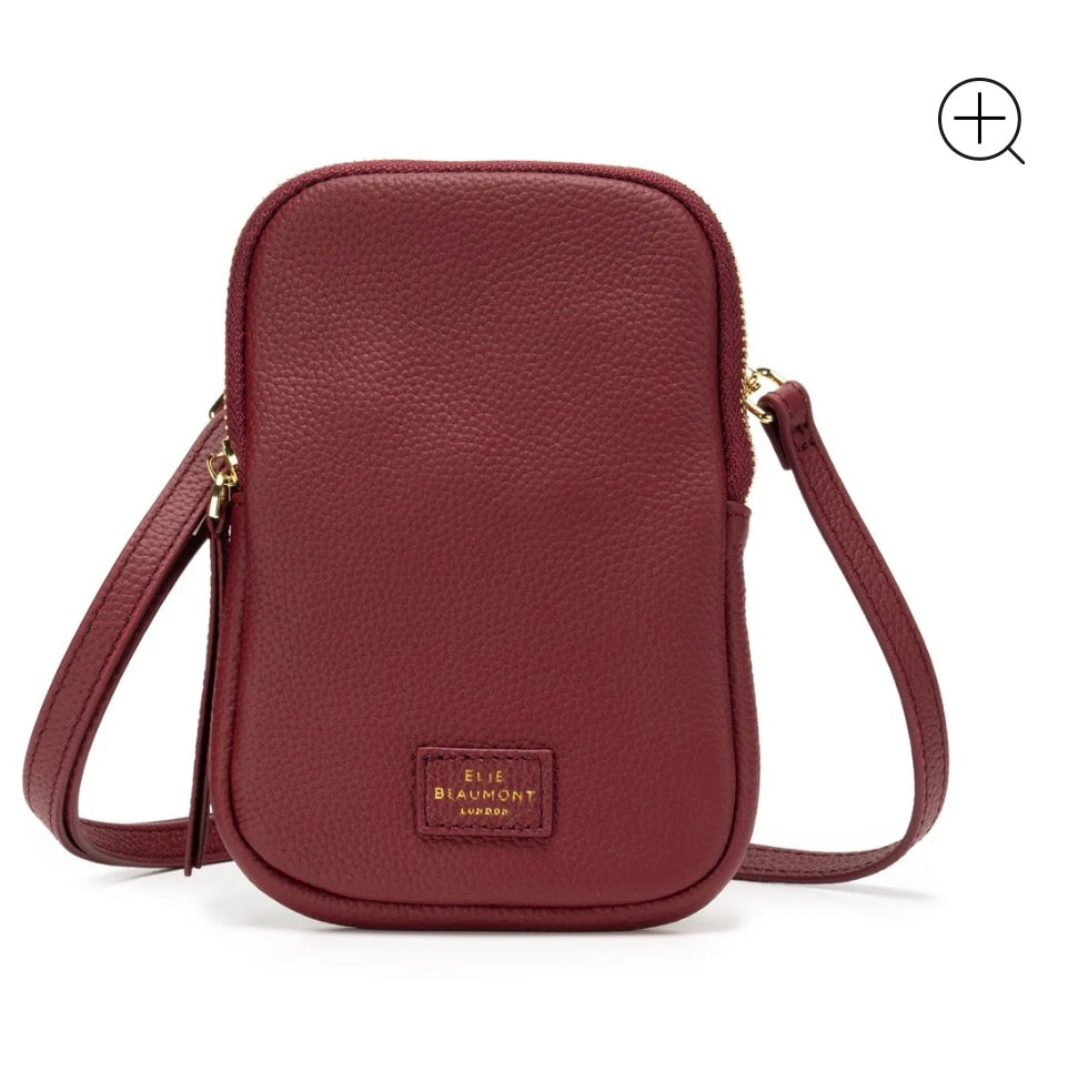 Phone Leather Crossbody Bag -  Burgundy