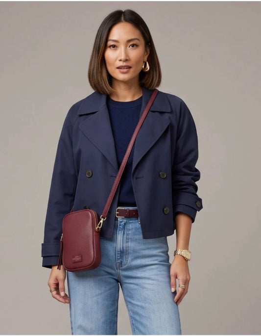 Phone Suede Leather Crossbody Bag -  Tan